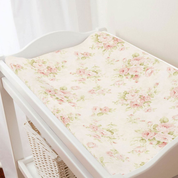 Liz and Roo Pink Floral Shabby Chic Changing Pad Cover