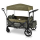 Wonderfold X4 Push & Pull Quad Stroller Wagon with Automated Magentic Buckles in Woodland Green