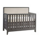 Natart Kyoto 2 Piece Nursery Set - Convertible Linen Talc Panel Crib and Double Dresser in Charcoal - Bambi Baby