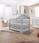Pali Cristallo Convertible Crib in Vintage White with Grey Leather Panel