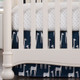 Liz and Roo Navy Giraffe Bumperless Crib Bedding