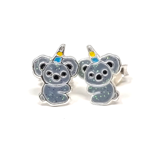 Get ready to sparkle with these 925 silver koala unicorn ear studs, a magical accessory for any animal lover