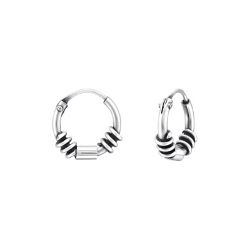 Bali earrings 925 sterling silver and oxidized ear hoops, shop womens christmas or birthday presents with Savage Jewellery
