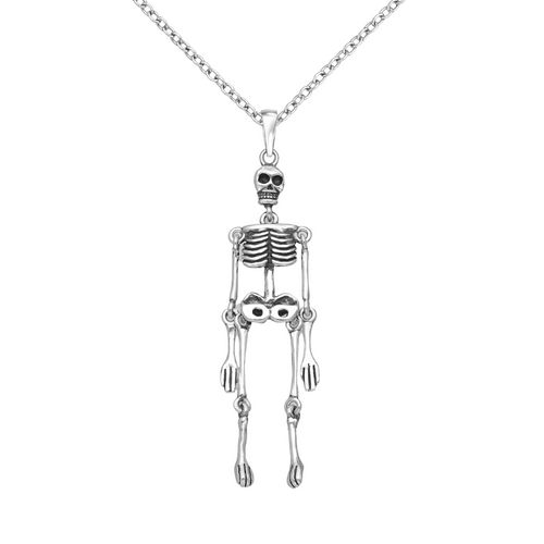 Gothic style skull skeleton 925 oxidized 925 sterling silver pendant necklaces
