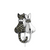 Cat-shaped brooch in 925 sterling silver with intricate marcasite embellishments.