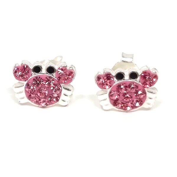 Get ready to dazzle with our Sparkly Pink Cubic Zirconia Diamond Crab Earrings for kids! With next day delivery from our small business in Kent, these earrings are a must-have from our Paws and Scales collection.