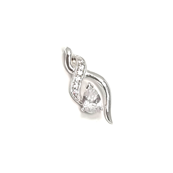 Sterling silver pendant featuring a dazzling cubic zirconia drop, adorned with small cz diamonds and a prominent large cz diamond. Ideal for women