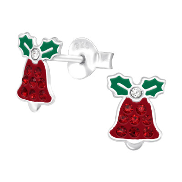 Sparkly red austrian crystal ear studs in sterling silver, dress in style this festive season with christmas jewellery and accessories