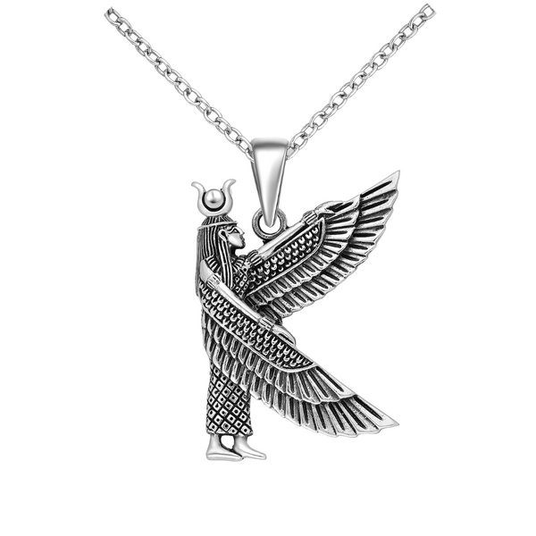 Sterling silver oxidized Bastet pendant, Egyptian deity design, ideal for men.