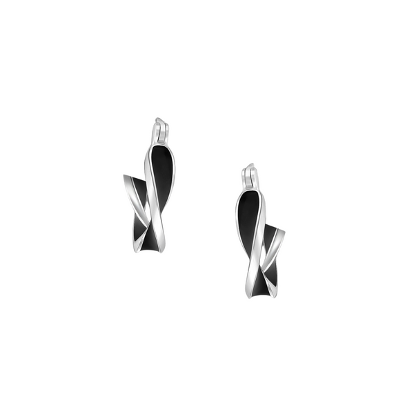 Ladies black earrings in 925 silver, trending fashion jewellery 2024