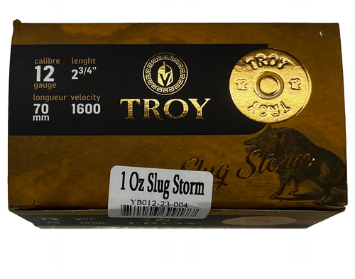 Troy Ammunition, 2-3/4" 12GA, 1OZ Slug, 1600FPS, Box of 10Rnds