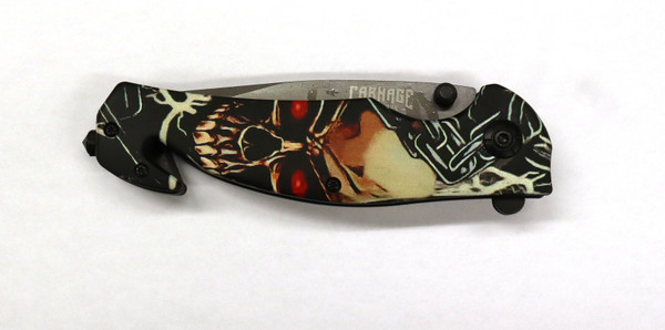 Folding Knife, Red Eye Skull