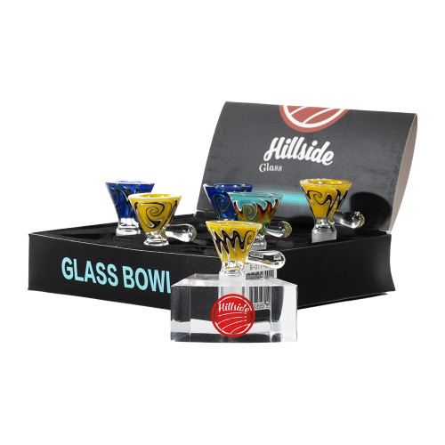 Hillside Glass 14MM Wig Wag Martini Bowl Display Of 6 (BX-077-14) Hillside Glass 14MM Wig Wag Martini Bowl Display Of 6 (BX-077-14)