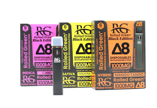 Rolled Green Disposable 1ml Delta 8 Black Edition Display of 6ct