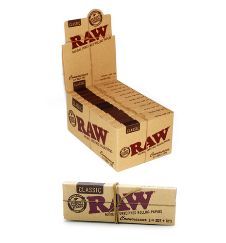 Raw Connoisseur Rolling Papers Size  1 1/4  With TIPS