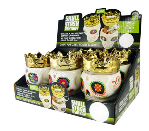 SmokeZilla - Large Ceramic Skull Stash Ashtray