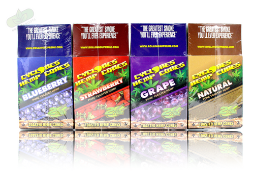 Cyclones - Pre-Rolled Hemp Cones ( Display of 24 Hemp Cones + 24 Wooden Tips )