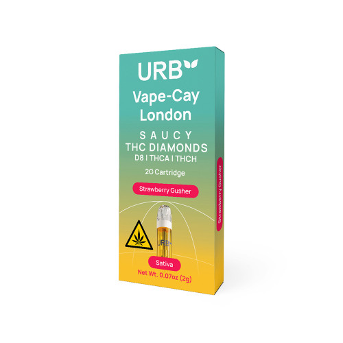 URB Fly High Vape Cay London Edition Saucy THC Diamonds Cartridges Display Of 6 (2G)