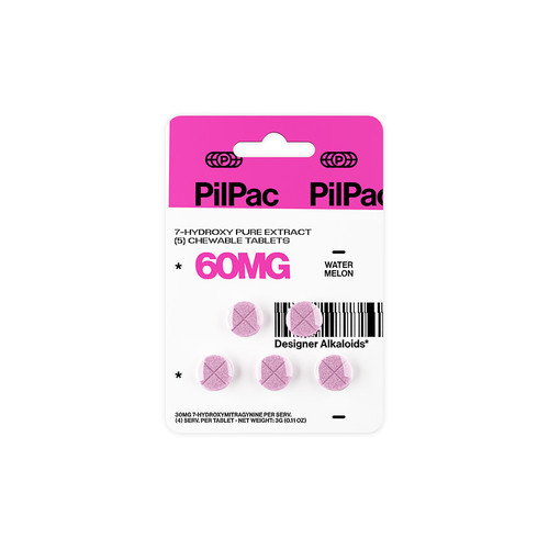 PilPac Designer Alkaloids 7 Hydroxy Pure Extract 5CT Chewable Tablets (60MG)