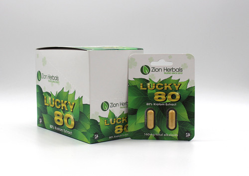 Zion Herbals - Lucky 80 capsules ( 2 capsules per pack / 80% Kratom Extract )