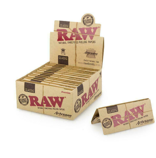 Raw Artesano Classic Rolling Papers with Tray & Tips