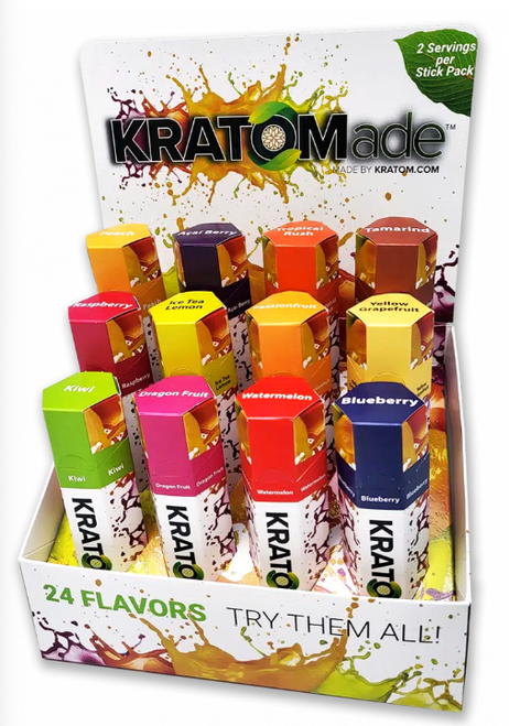 Kratomade - Flavored Water Soluble Kratom 100MG MIT ( Display of 12 Tubes / 6 Packs Per Tube )