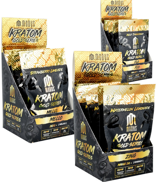 Modus - Gold Series Kratom FLAVORED Gummies ( 1,000MG Per Pack / Display of 5 Packs )