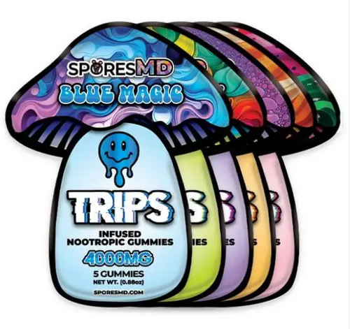 SporesMD - TRIPS Infused Nootropic Mushroom Blend Gummies ( 4,000MG / Display of 12 Pouches )