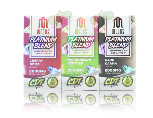 Modus - Platinum Blend 2g Diamond Sauce CB9-A + THCP Cartridges Display of 5 ( 2,000MG )