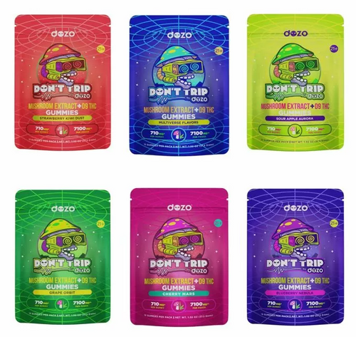 DOZO - DON'T TRIP Mushroom Extract + Delta 9 THC Gummies ( 7,100MG / Display of 10 Bags )