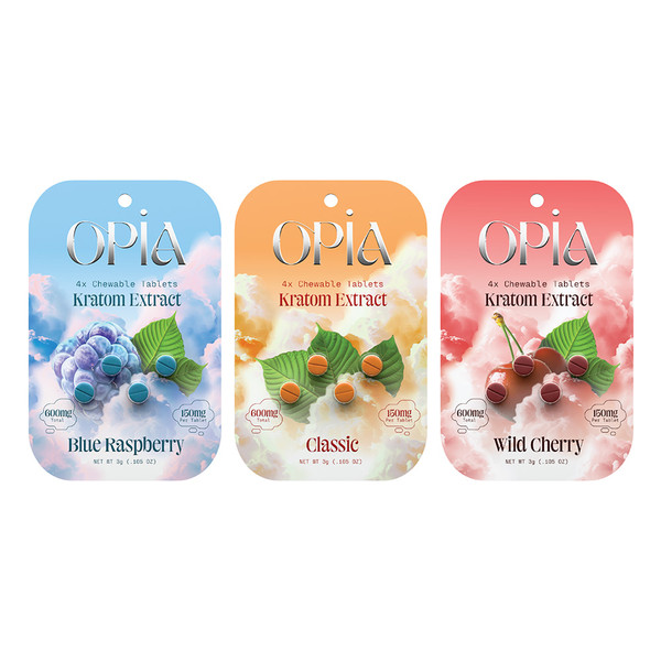 Opia Premium Kratom Extract 4CT Tablets Display Of 10 (150MG)
