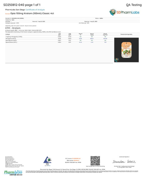 Opia Premium Kratom Extract 4CT Tablets Display Of 10 (150MG)