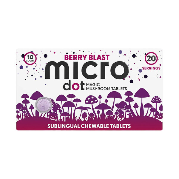 MicroDot Magic Mushroom Sublingual Chewable 10CT Tablets Display Of  10