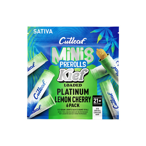 Cutleaf Minis Kief Loaded D9 Pre Rolls 6CT Display Of 10 (.5G)