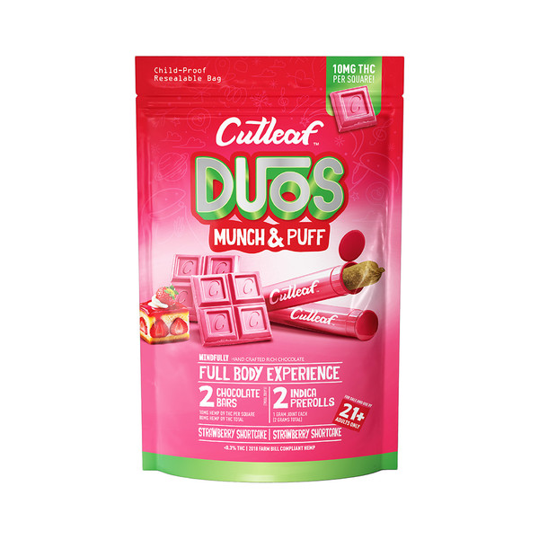 Cutleaf Duos Munch & Puff Chocolates + Pre Rolls Combo 2CT Display Of 10