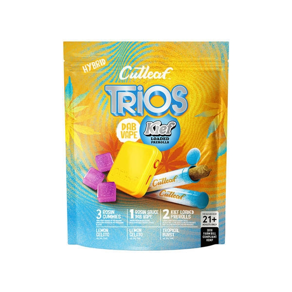 Cutleaf Trios Dab Vape + Gummies + Pre Rolls Combo Display Of 10