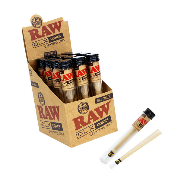 Raw DLX Cannon Glass Tipped Cones Display Of 12