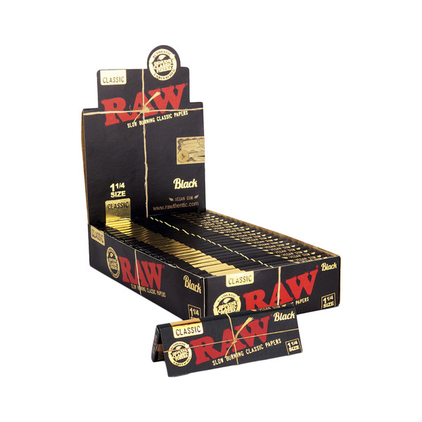 Raw Black Classic 1-1/4 Size 50CT Rolling Papers Display Of 24