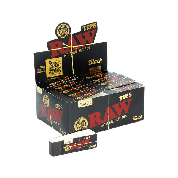 Raw Black Classic Soft Rolling Tips 50CT Display Of 50