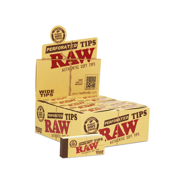 Raw Perforated Wide Rolling Tips 50CT Display Of 50