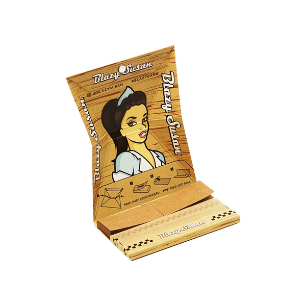 Blazy Susan Unbleached Brown Edition 1-1/4 Size Deluxe Rolling Papers Kit 32CT Display Of 20