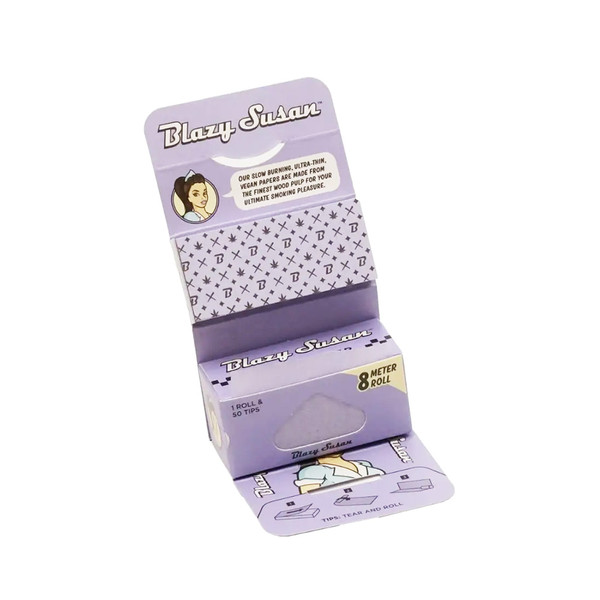 Blazy Susan Purple Edition High Roller Kit 44MM Rolling Paper 8M Rolls + Tips Display Of 16