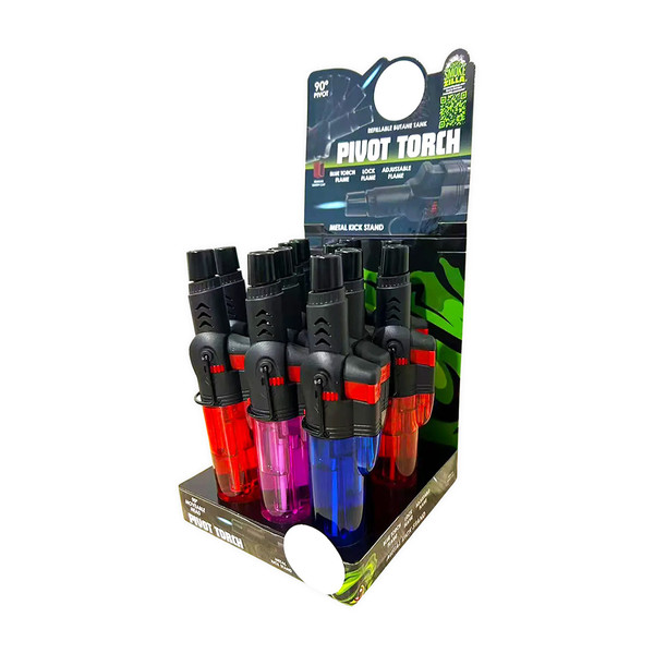 Smoke Zilla Pivot Head Torch Stick Lighter Display Of 12 (24344)