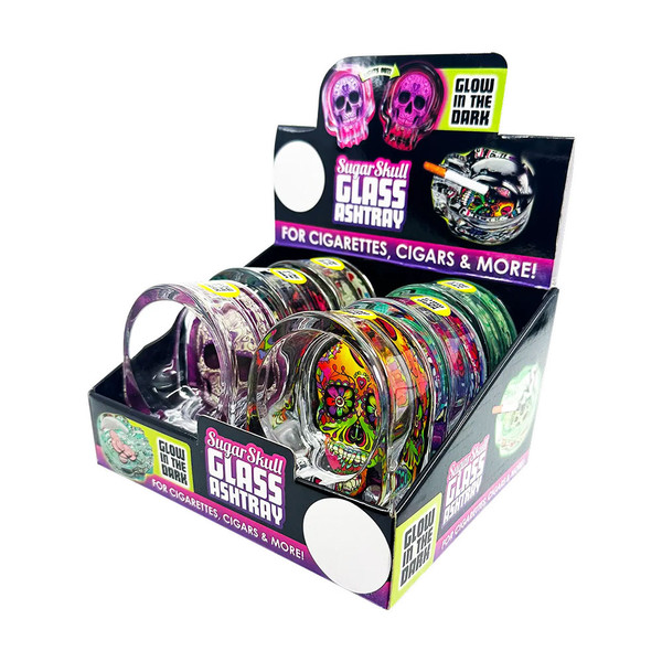 Smoke Zilla Skull Design Glass Ashtray Display Of 6 (20120) Smoke Zilla Skull Design Glass Ashtray Display Of 6 (20120)