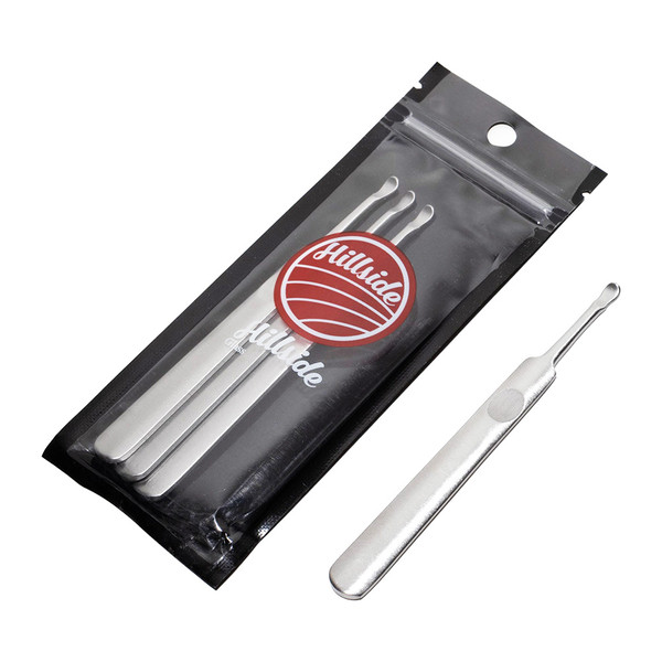Hillside Glass Steel Flat Handle Scoop Style Dabber Tool 3PK (SSD-023)