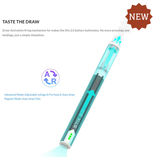 Yocan Stix 2.0 Vaporizer Pen Buttonless VV Pen (Display of 10 )