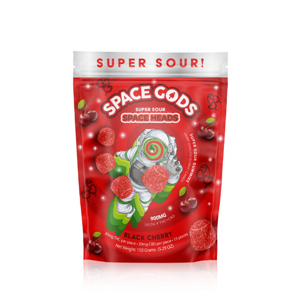 Space Gods - Delta 9 + CBD Super Sour Space Heads (900mg Per Pack / Display of 5 Packs)