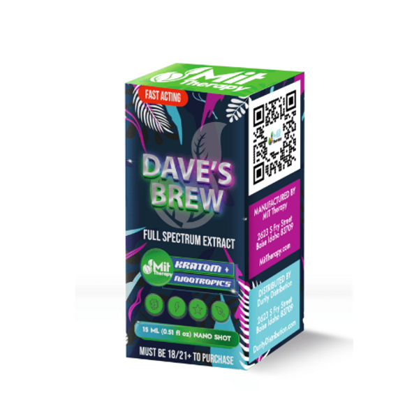 MIT Therapy  - Dave's Brew Full Spectrum Kratom Nootropic Liquid Nano Shot ( 15ML / Display of 12 )