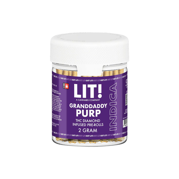 LIT! Premium THC Diamond Infused 2G Pre Roll Joints Display Jar Of 50