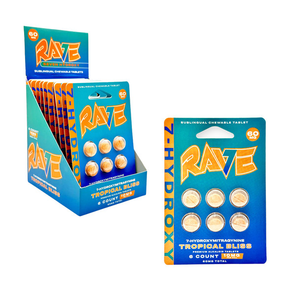 Rave 7 Hydroxymitragynine Tropical Bliss Sublingual Chewable Tablets (10MG)